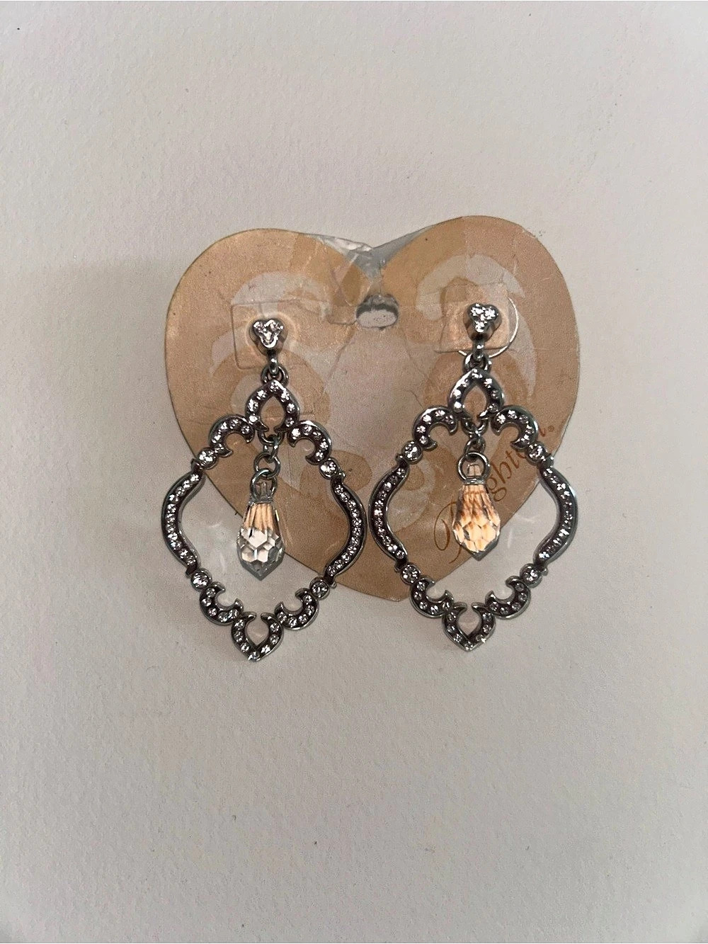 Brighton Crystal Statement Drop Earrings in Black & Silver NWT